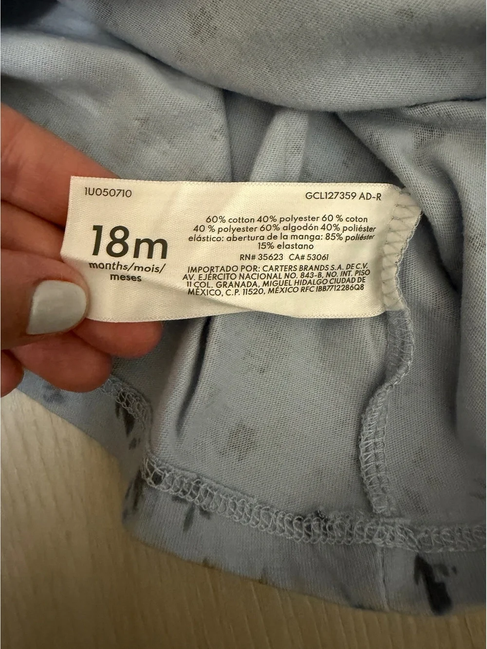 18m • OshKosh • Baby Toddler Girl • Light blue grey floral print long sleeve top